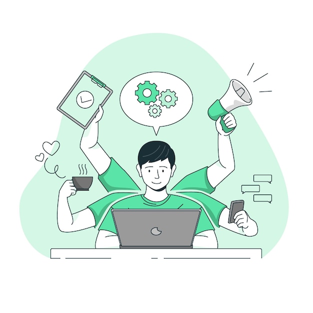 Gratis vector multitasking concept illustratie