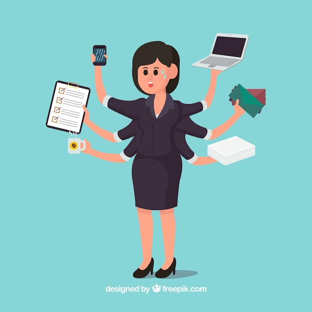 Gratis vector multitasking zakenvrouw