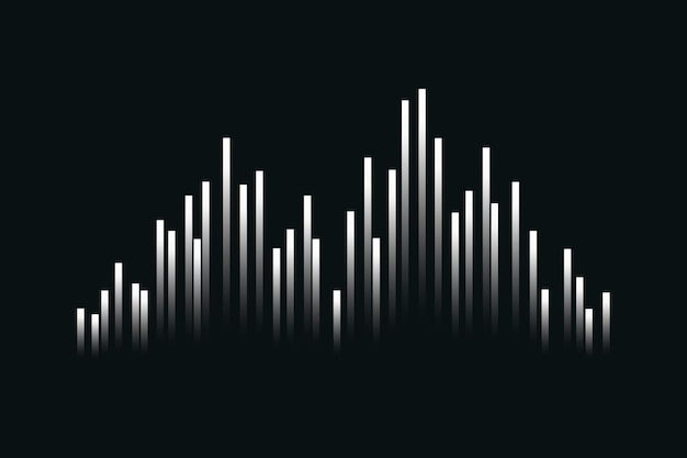 Gratis vector muziek equalizer technologie zwarte achtergrond met witte digitale geluidsgolf