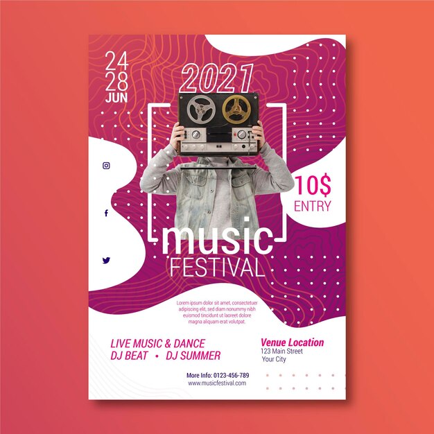 Muziek evenement poster met foto