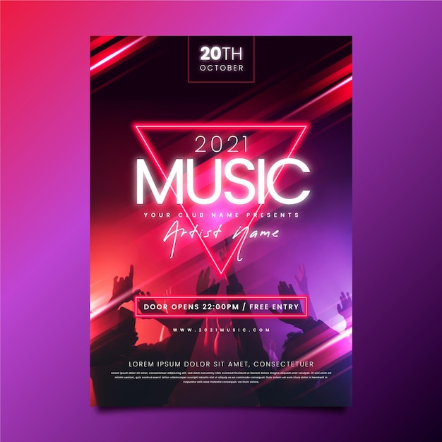 Gratis vector muziek evenement poster met foto