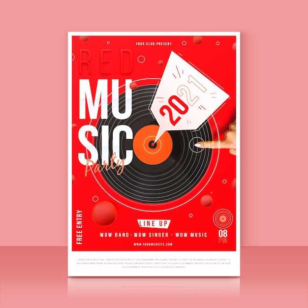 Gratis vector muziek evenement poster sjabloon met foto
