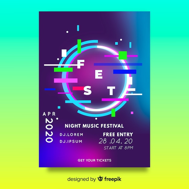 Gratis vector muziek festival partij poster of sjabloon folder