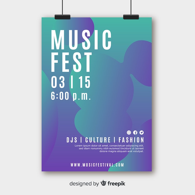 Gratis vector muziek festival poster sjabloon