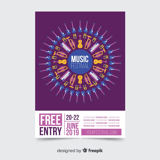 Gratis vector muziek festival poster sjabloon