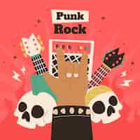 Gratis vector muziek hand getekende platte punk rock illustratie