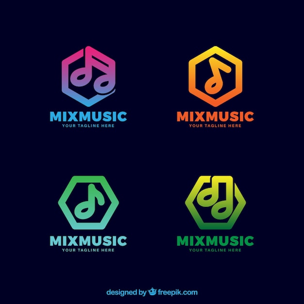 Gratis vector muziek logo collectie met verloopstijl