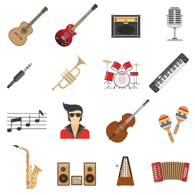 Gratis vector muziek pictogrammen plat