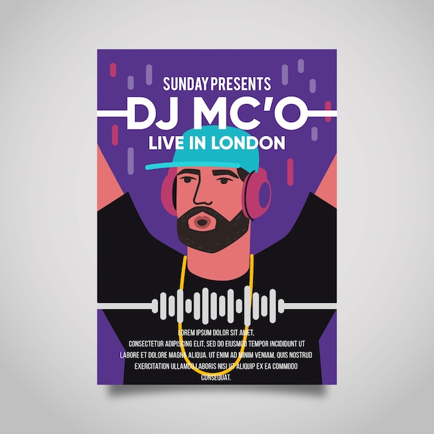 Gratis vector muziek poster met dj