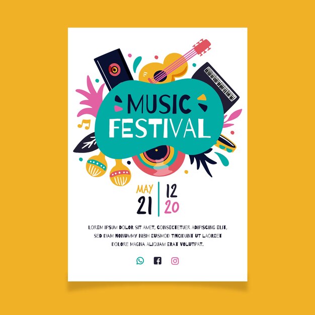 Muziek poster met gitaar en maracas