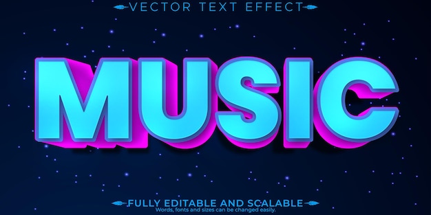 Gratis vector muziek tekst effect bewerkbare melodie en ritme aanpasbare lettertype stijl