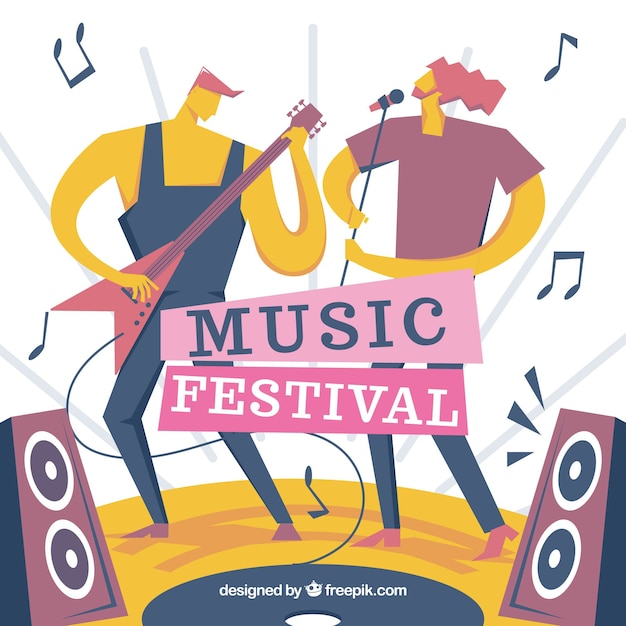 Gratis vector muziekfestival achtergrond in platte ontwerp