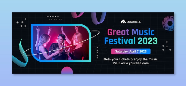 Gratis vector muziekfestival facebook voorbladsjabloon