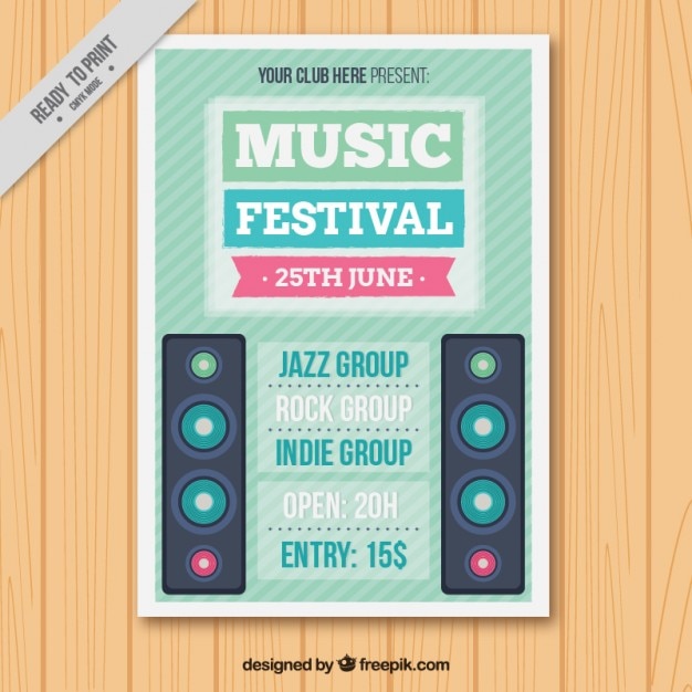 Gratis vector muziekfestival flyer met sprekers
