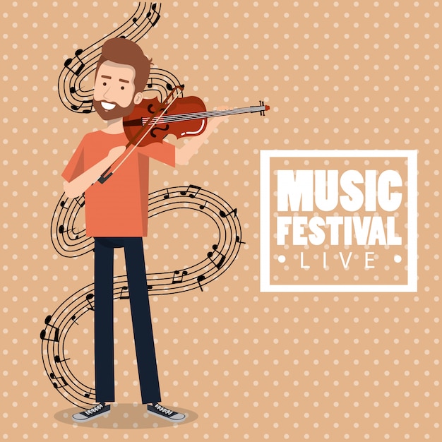 Gratis vector muziekfestival leven met man viool spelen