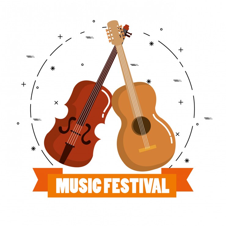 Gratis Vector muziekfestival live met viool en gitaar akoestiek