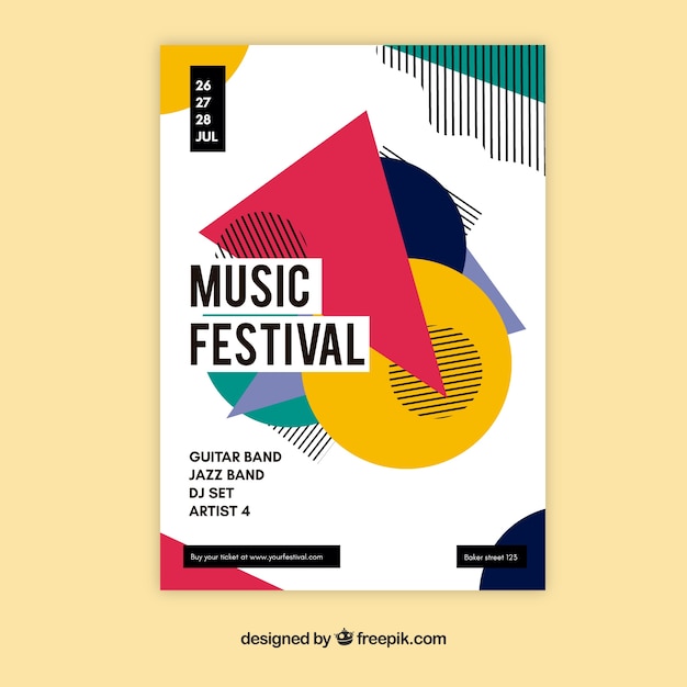 Gratis vector muziekfestivalaffiche in abstracte stijl