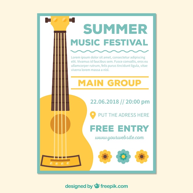 Gratis vector muziekfestivalaffiche in vlakke stijl