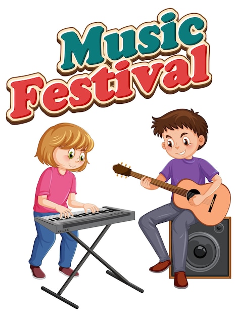 Gratis vector muziekfestivaltekst met kindermuziekband