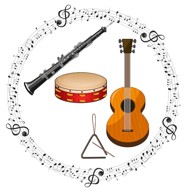 Muziekinstrument met muziek melodie symbool cartoon