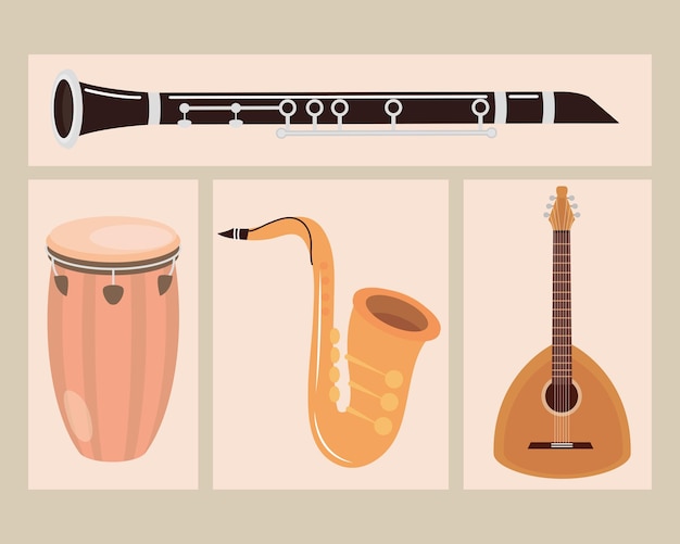 Gratis vector muziekinstrumenten set