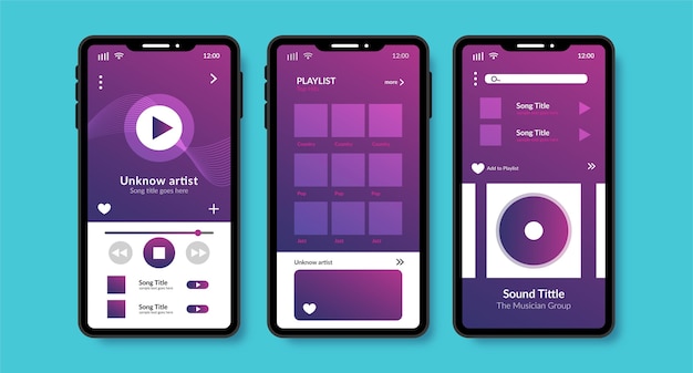 Gratis vector muziekspeler app interface concept