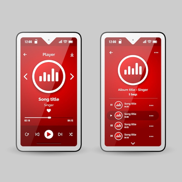 Gratis vector muziekspeler app interface concept