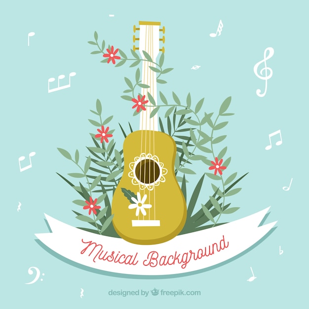 Gratis vector muzikale achtergrond met ukelele