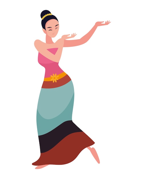 Gratis vector myanmar vrouw danst muziek geïsoleerd