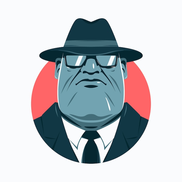 Gratis vector mysterieuze maffia man met een hoed op