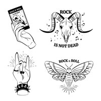 Gratis vector mystieke donkere rock-'n-roll-stickers