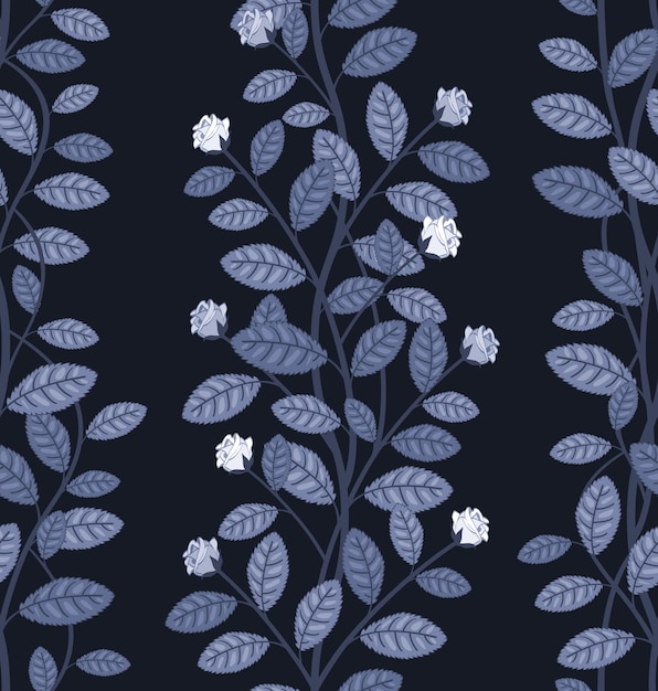 Naadloos bloemenpatroon op blauwe vectorillustratie als achtergrond