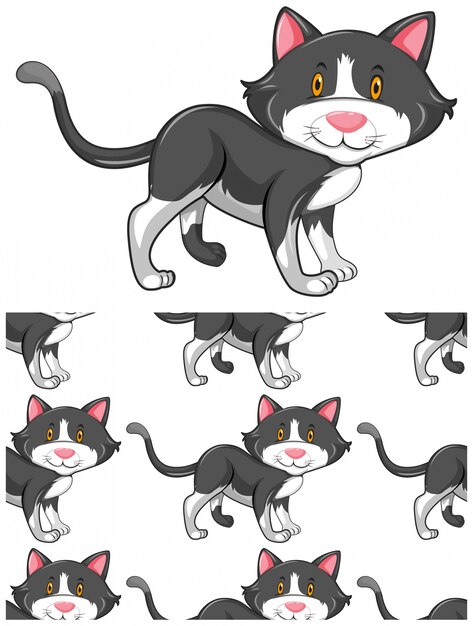 Naadloos kattenpatroon dat op wit wordt geïsoleerd