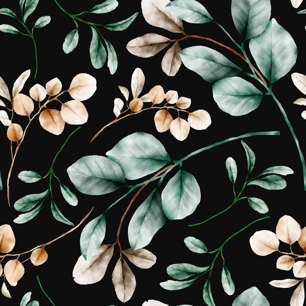 naadloos patroon bloemen met elegant waterverfblad