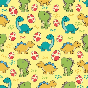 Naadloos patroon met leuk dinosaurussenkarakter
