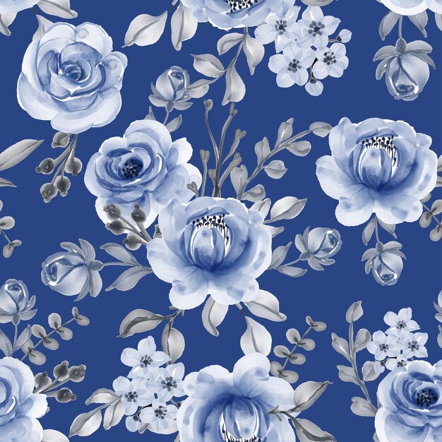 Naadloos patroon met mooie blauwe marine bloembladen
