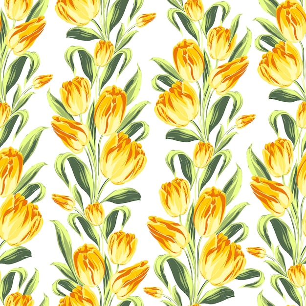 Naadloos patroon met tulpen. Vector illustratie.