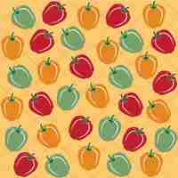 Gratis vector naadloos patroon van paprika's van verschillende kleuren