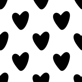 Naadloos patroon van zwarte harten op een witte achtergrond