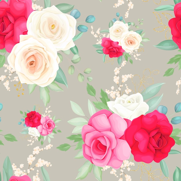 Naadloos patroonontwerp met mooie roze bloemhandtekening