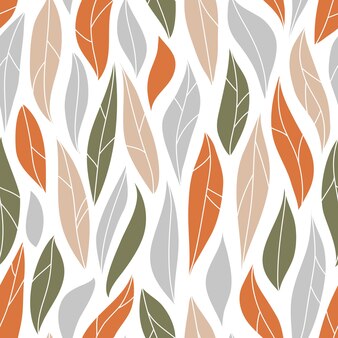 Naadloos vectorpatroon met bladeren van verschillende kleuren achtergrond van kleurrijke handdraw bladeren