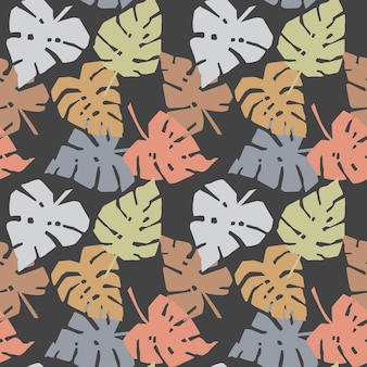 Naadloze patroon met monstera bladeren, vector eps 10 illustratie op donkere background
