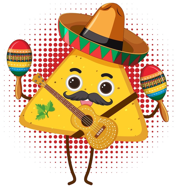 Gratis vector nachos mexicaans eten stripfiguur