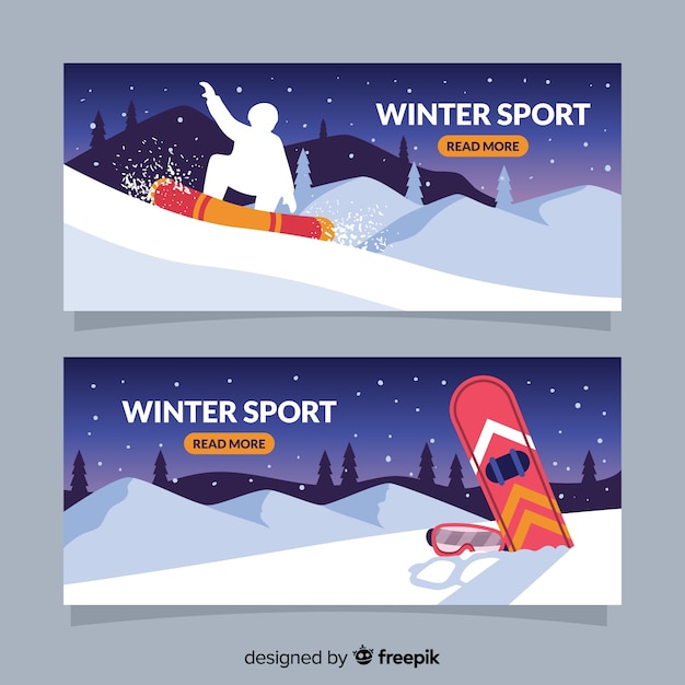 Gratis vector nacht winter sport banner