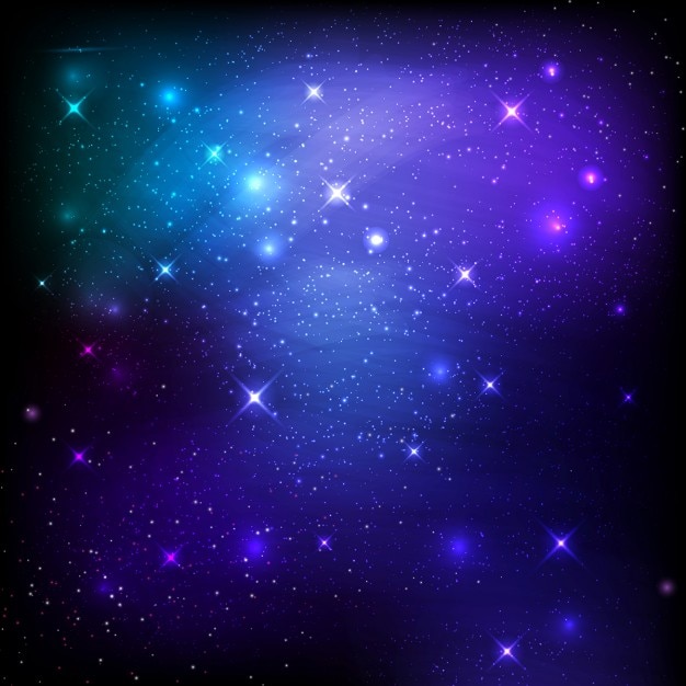 Gratis vector nachtelijke hemel ruimte achtergrond met sterren en sterrenstelsels
