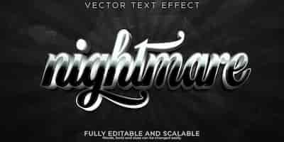 Gratis vector nachtmerrie-teksteffect bewerkbare donkere en nachtelijke tekststijl