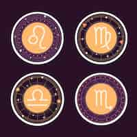 Gratis vector naïeve astrologische sticker-collectie