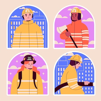 Naïeve brandweerlieden illustratie set