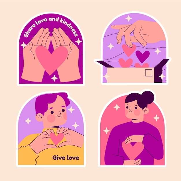 Gratis vector naïeve liefdadigheidsstickers