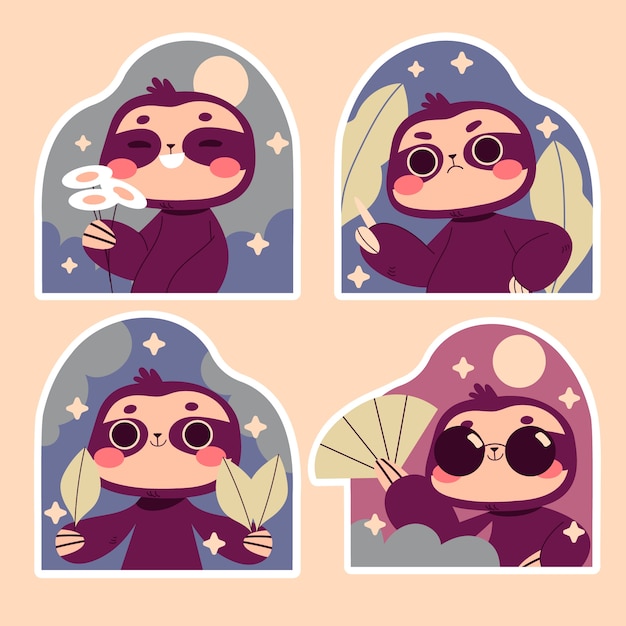 Naïeve luiaard stickerset